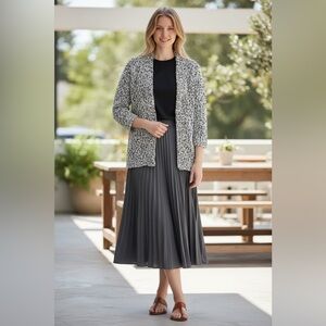 Poof Apparel Black and White Popcorn Knit Cardigan Small